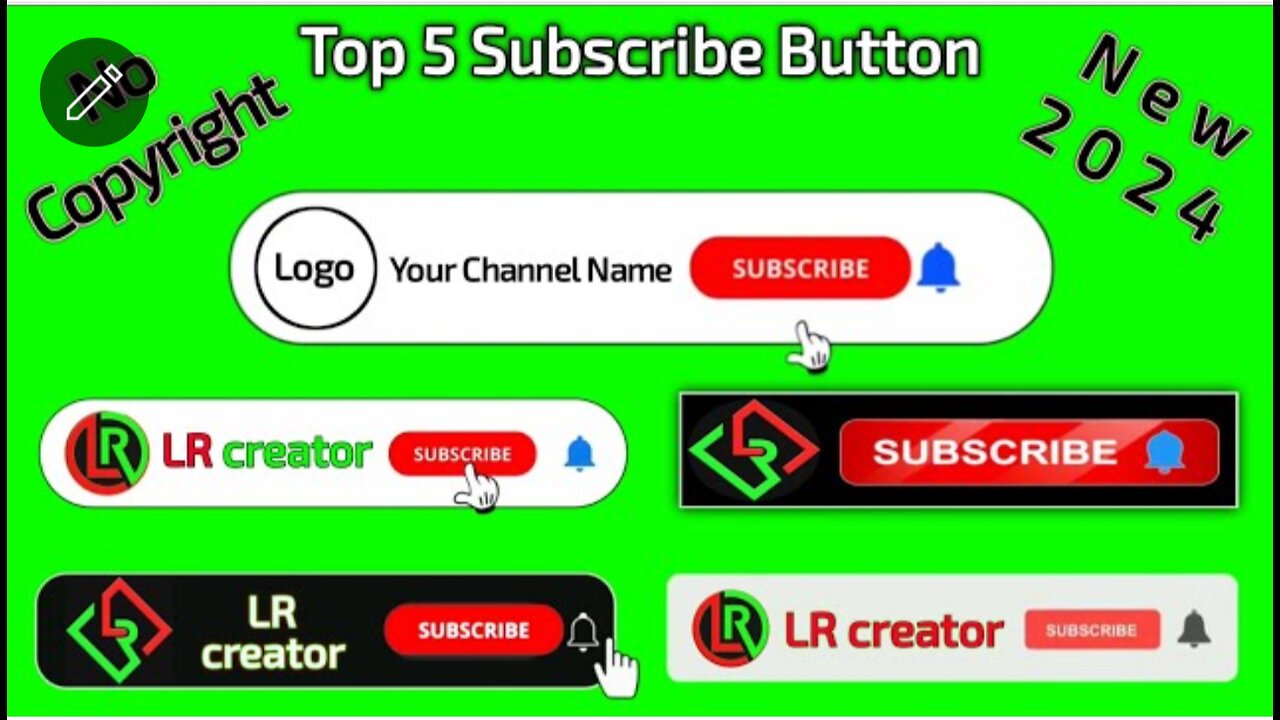 Top 5 Green Screen Subscribe Button 2024 || Copyright Free Download Link Description @lrcreator