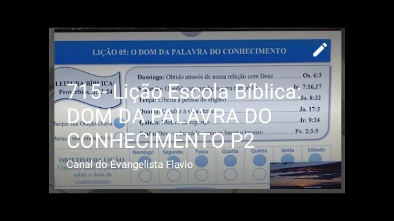 715- Lição Escola Bíblica: DOM DA PALAVRA DO CONHECIMENTO P2