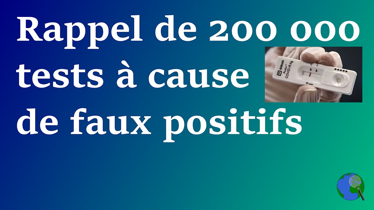 USA - Rappel de 200 000 tests Covid-19 qui génères des faux positifs