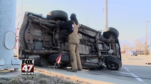 Vvehicle was struck and flipped in accident