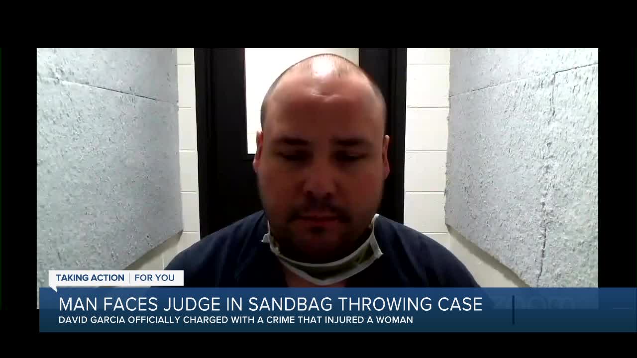 Man faces judge in sandbag throwing case