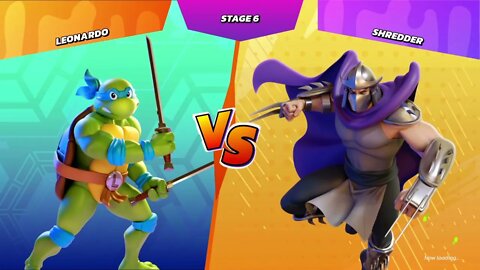 Nickelodeon All Star Brawl | Arcade Mode Stage 6 | Leonardo vs Shredder