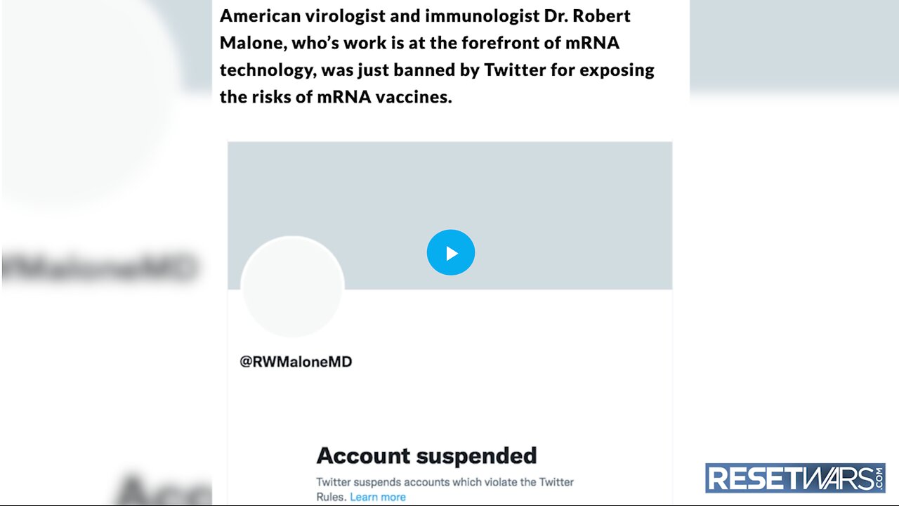 Dr. Robert Malone Suspended By Twitter