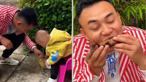 Chinese guy steals duck from kid! See what happened!