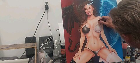 Angel Demon Airbrush Artwork in process