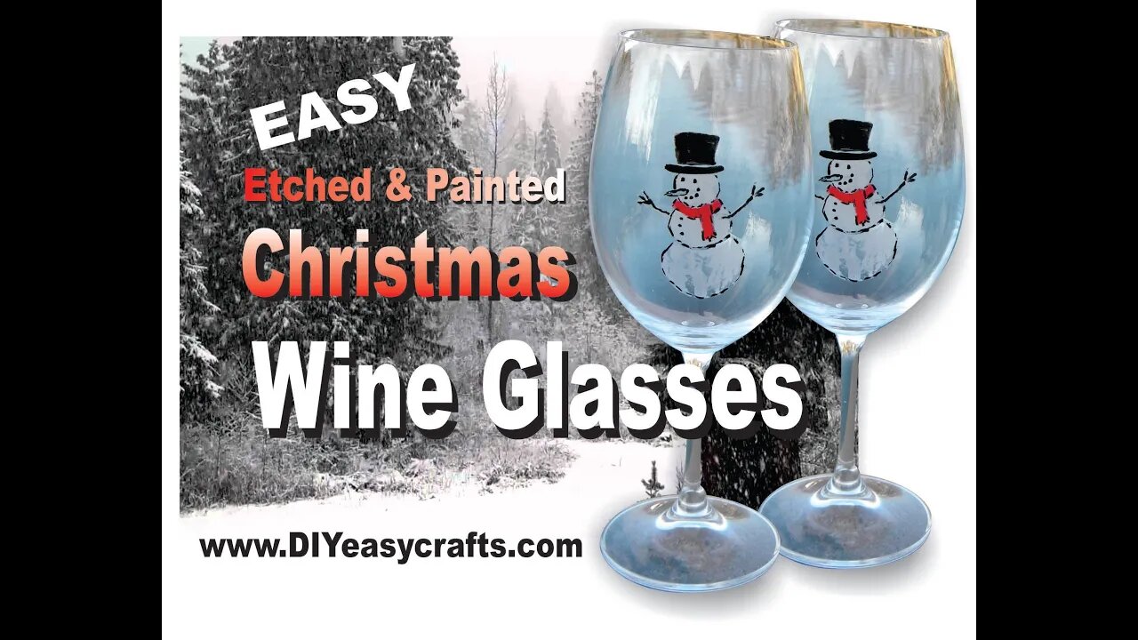 Custom Etched and Painted Glass Christmas Wine Glasses