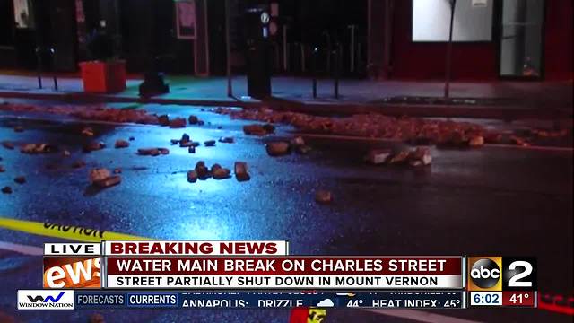 Water Main Break at Charles and Preston