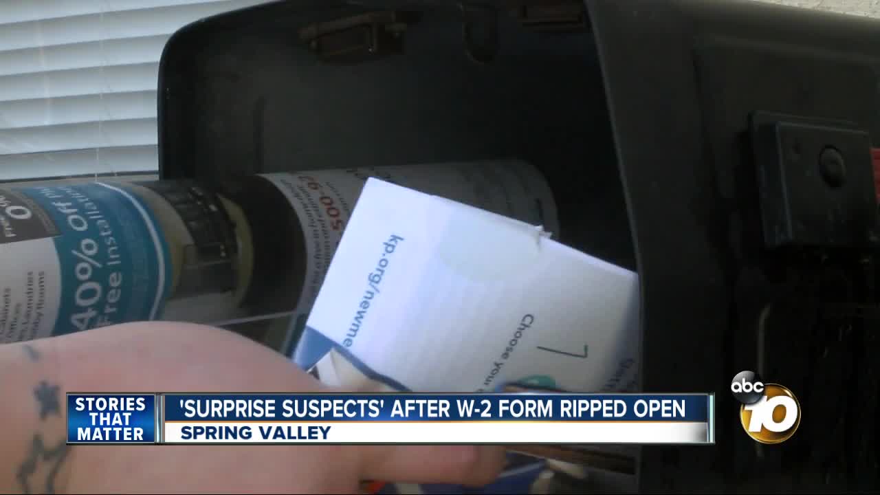 'Surprise suspects' after W-2 form discovered ripped open in mailbox