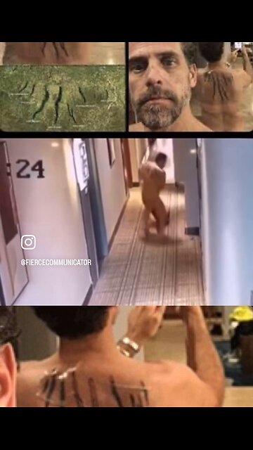 Biden drags girl back into hotel room. He is identified by his finger lake tattoos on his back.