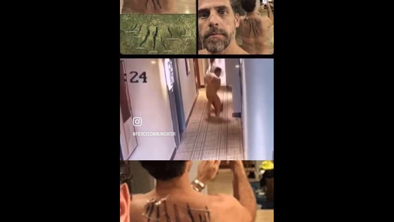 Biden drags girl back into hotel room. He is identified by his finger lake tattoos on his back.