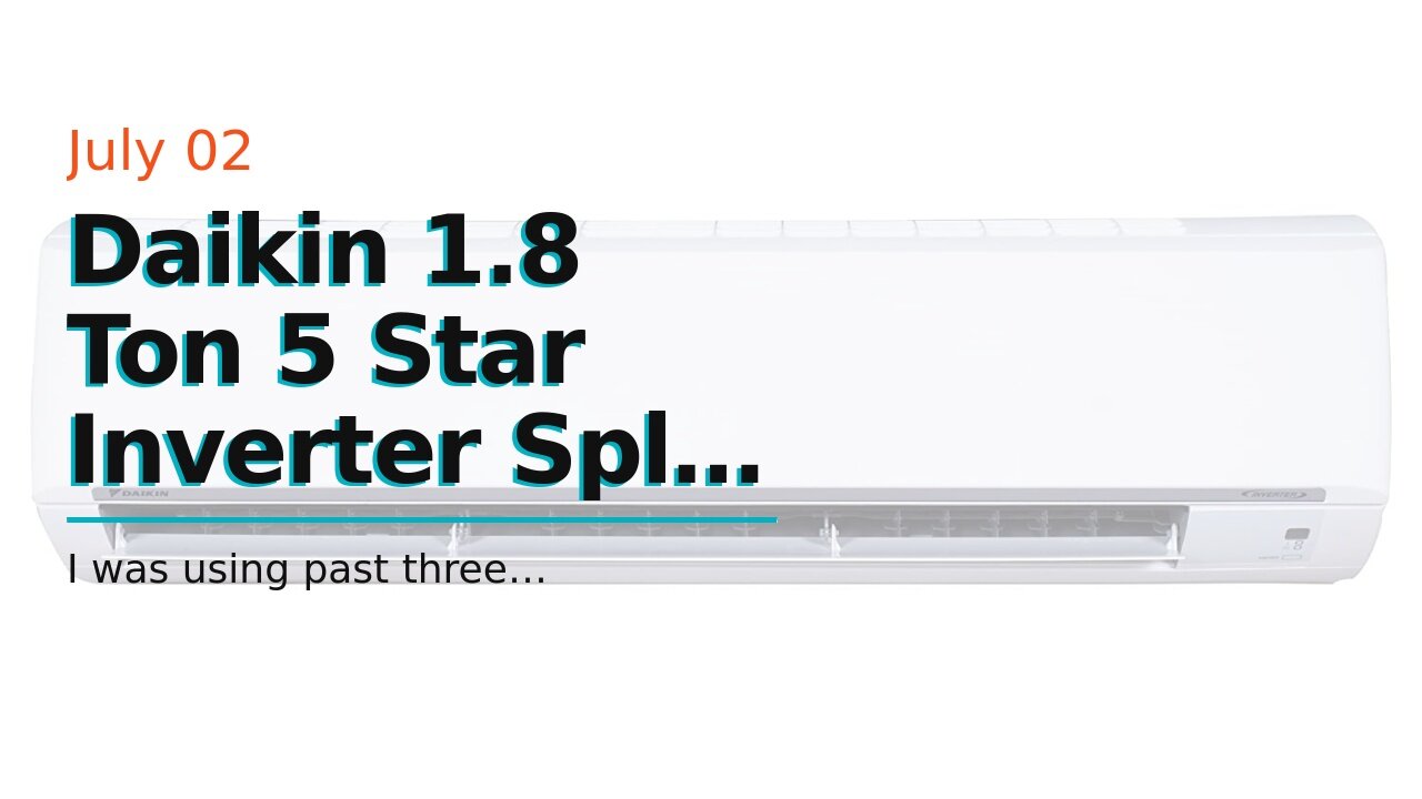 Daikin 1.8 Ton 5 Star Inverter Split AC (Copper, PM 1.0 Filter, 2022 Model Model, JTKJ60U, Whit...