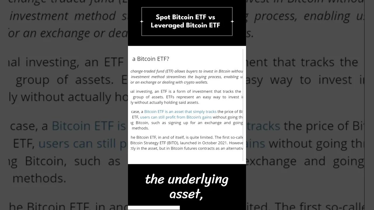 (Shorts) Differences Spot Bitcoin ETF vs Leveraged Bitcoin ETF