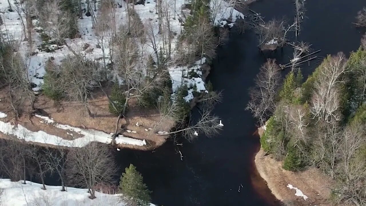 Ariel Drone Footage of the Manistique River in Germfask, MI Spring 2023