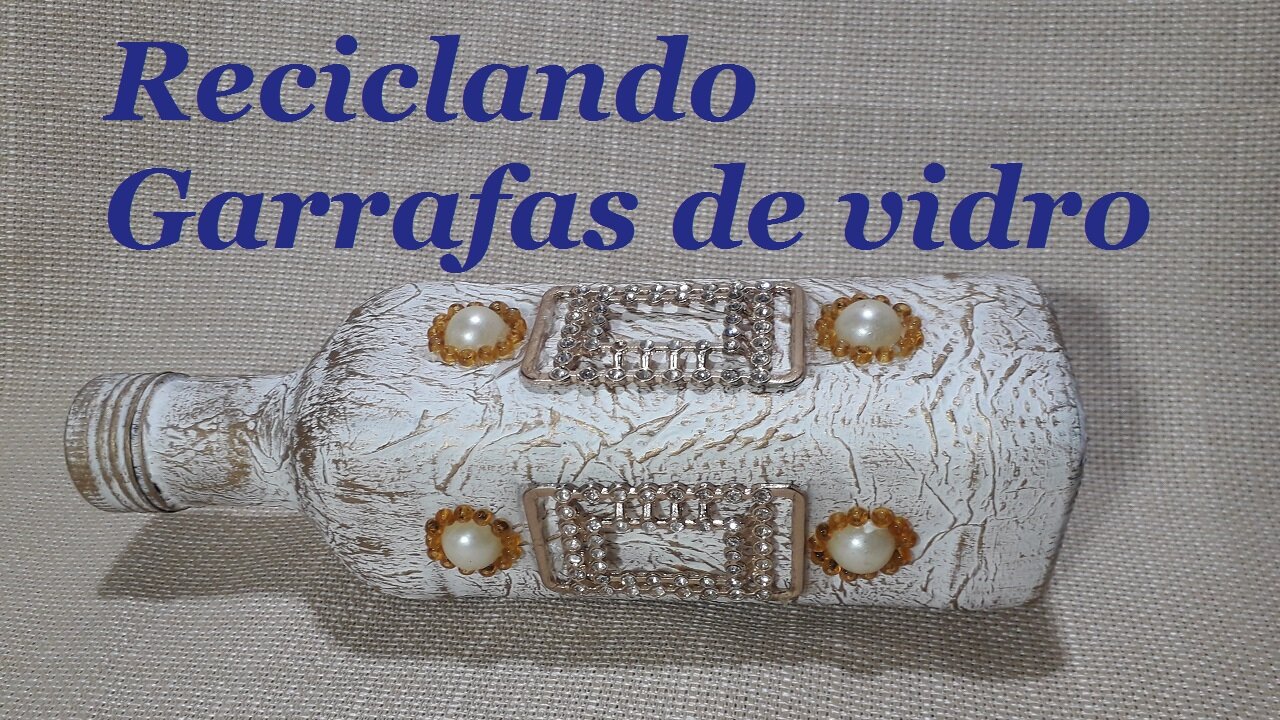 RECICLANDO GARRAFAS DE VIDRO - ARTESANATO EM VIDRO - PATINA BRANCO COM OURO @lucibuzo