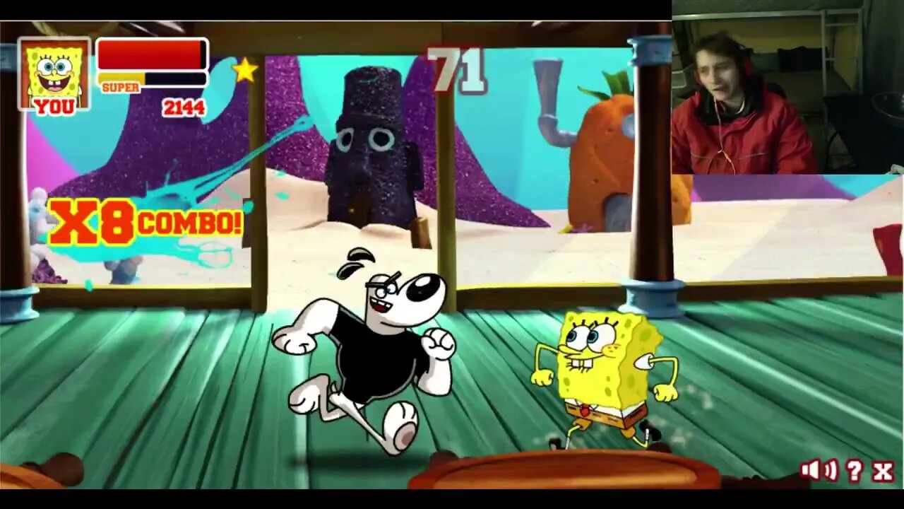 Dudley Puppy VS SpongeBob SquarePants In A Nickelodeon Super Brawl 2 Battle With Live Commentary