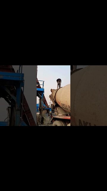 Young boy transit mixer concrete cleaning with hammer drill machines #machinery #shortsvideo