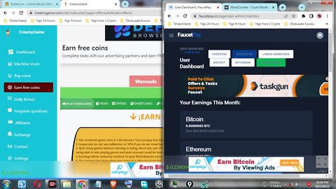 How To Make Money For Free Viewing Paid To Click Adverts At CreamyGame And Withdraw At FaucetPay