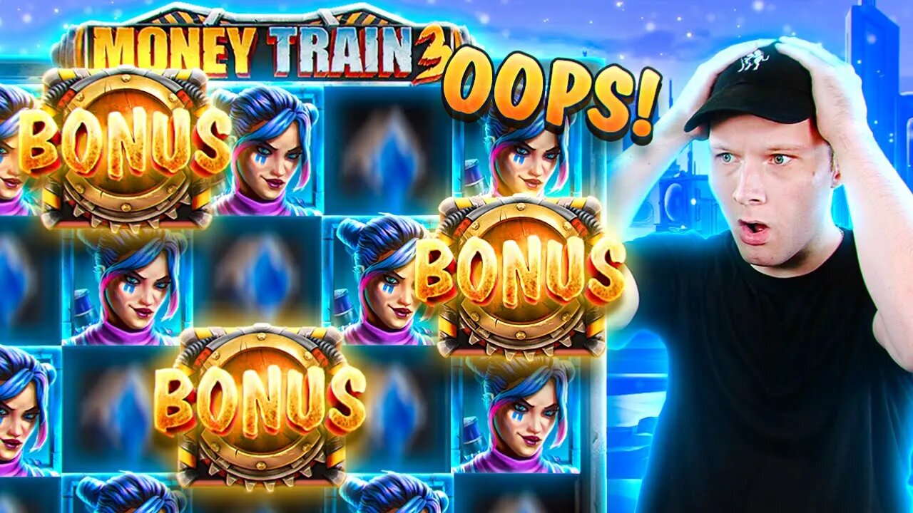 I ACCIDENTALLY SPUN IN A HUGE BONUS AND IT PAID!! MONEY TRAIN 3 BONUS BUYS!