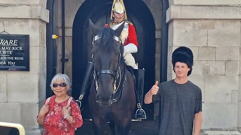 Young girl bitten right next to the new sign #horseguardsparade