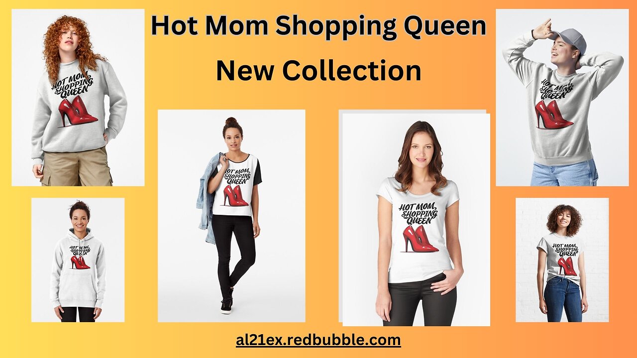 Hot Mom Shopping Queen Stylish Hoodie & T-Shirt Design for Trendy Moms