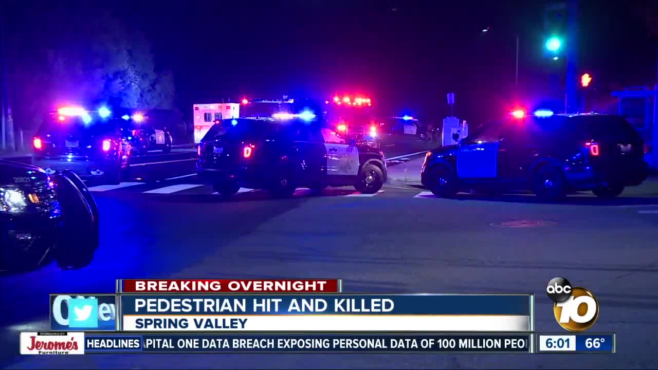 Person hit, killed on Spring Valley roadway