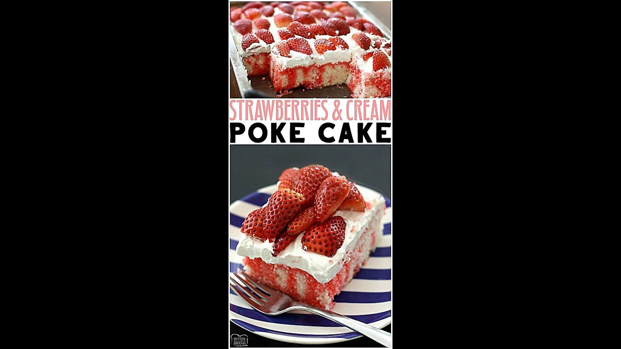 Creamy Strawberry Poke Cake