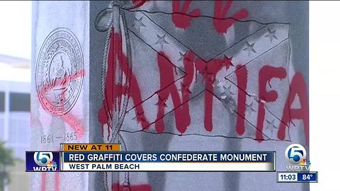 Confederate monument defaced in West Palm Beach