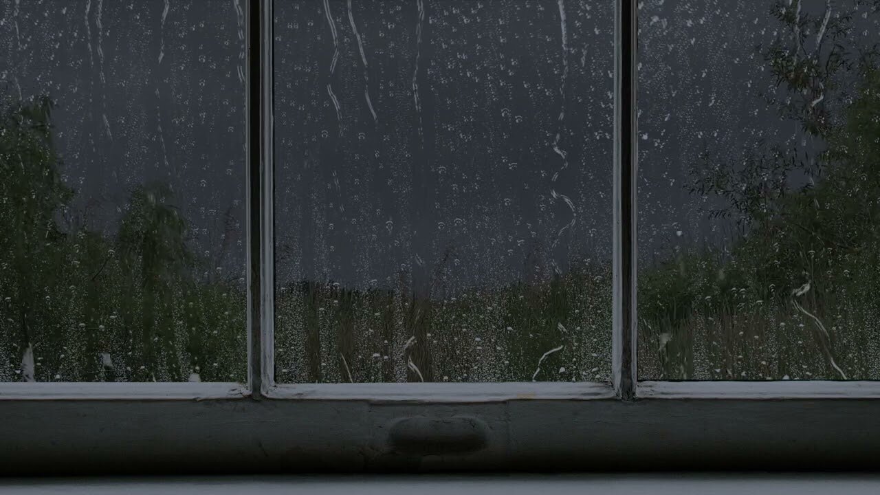 Window Rain - Heavy Rain And Thunder With Green Noise - 1 Hour Rain Sounds For Sleep - Relaxing Rain