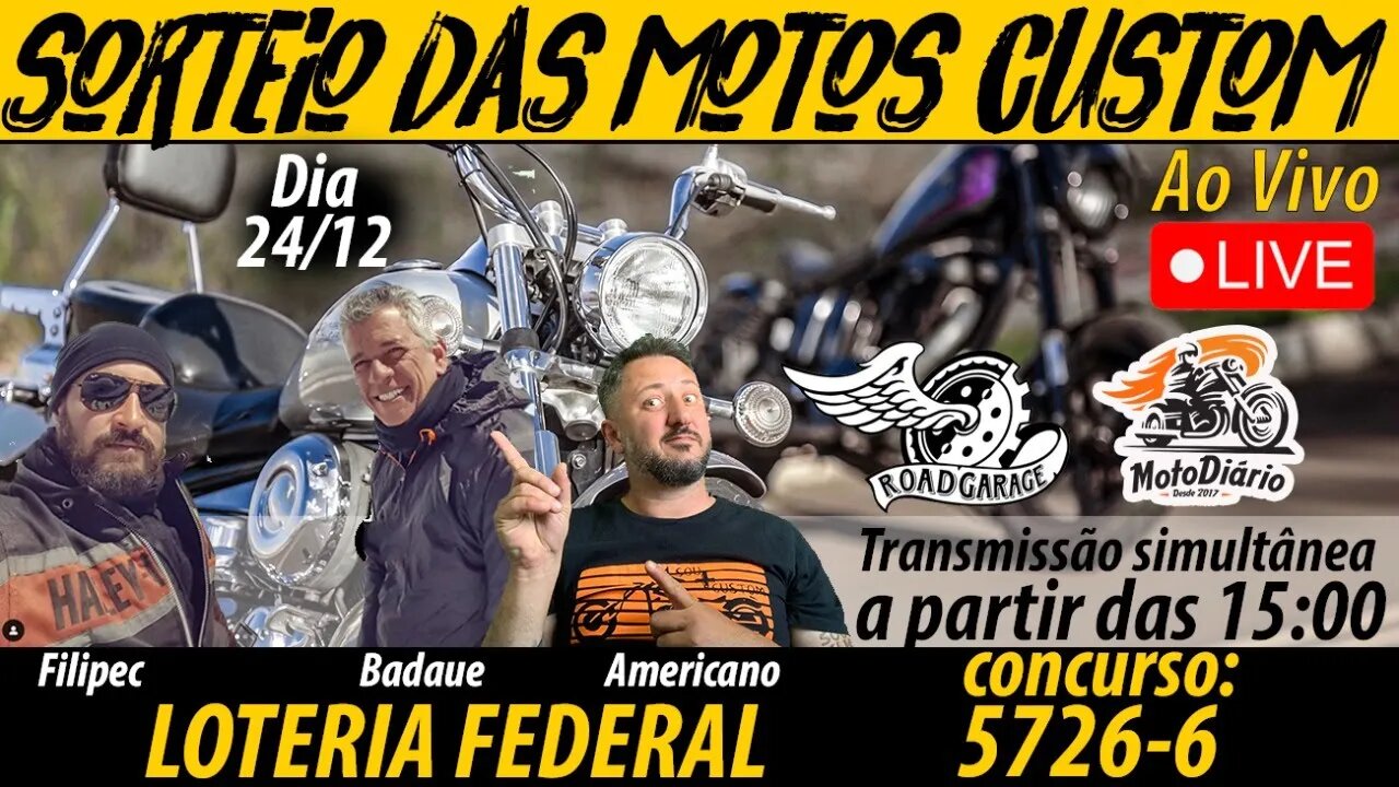 🍀 Sorteio das MOTOS CUSTOM: Ao vivo nos CANAIS @canalmotodiario e @RoadGarage 🍀🍀