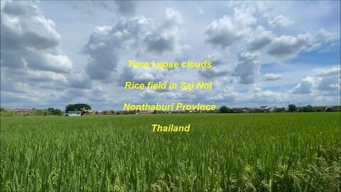 Time Lapse clouds at rice field in Sai Noi Nonthaburi Province Thailand