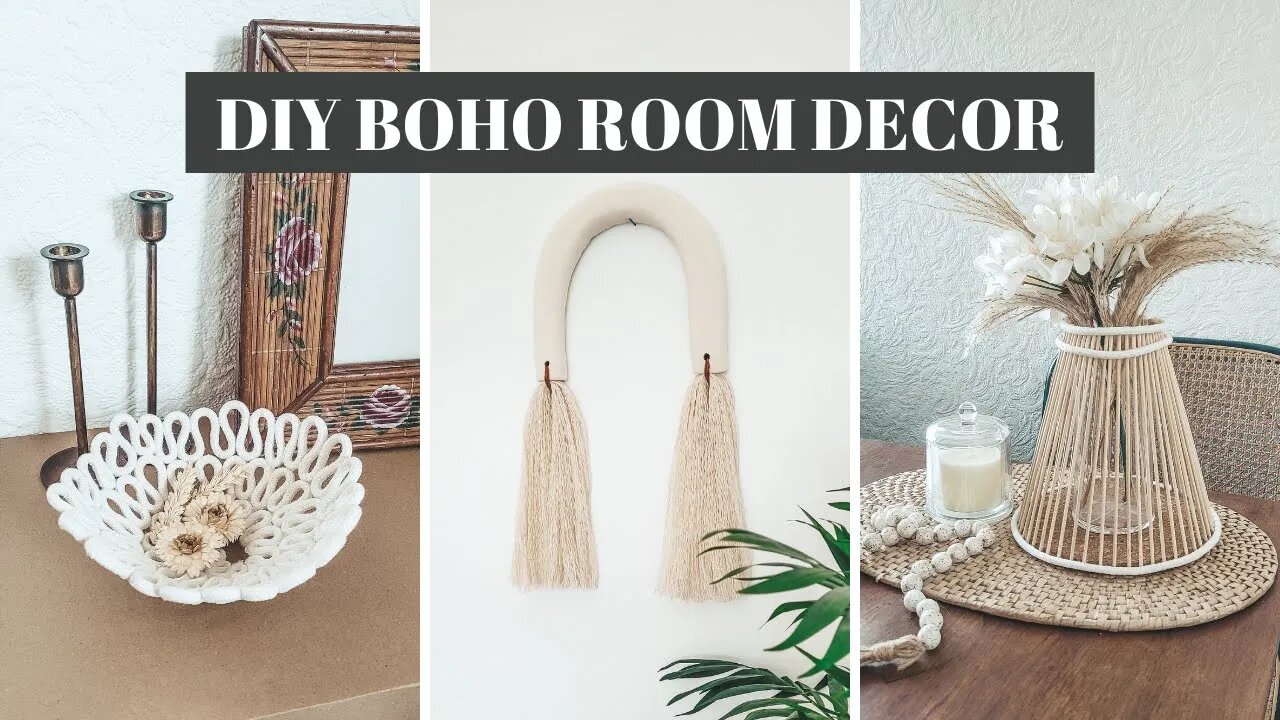 DIY BOHO Home Decor IDEAS - Air Dry Clay Wall Hanging & Rope Bowl