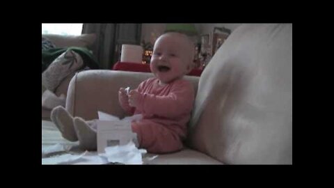 Hysterical Laughing Baby at Ripping Paper - Try Not to Laugh Challenge