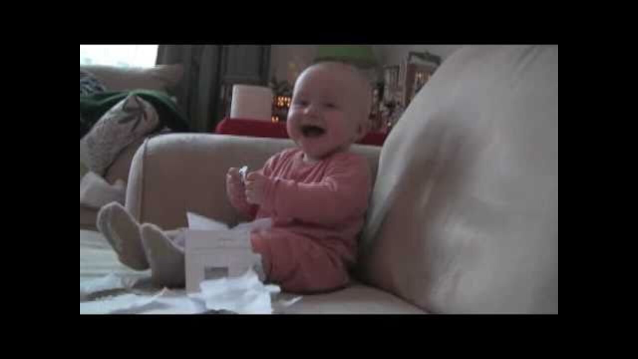 Hysterical Laughing Baby at Ripping Paper - Try Not to Laugh Challenge
