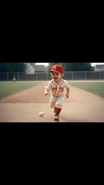 Cute boy playing baseball, Cute boy funny running