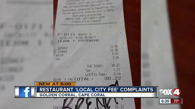 Restaurant Local Fee Complaints
