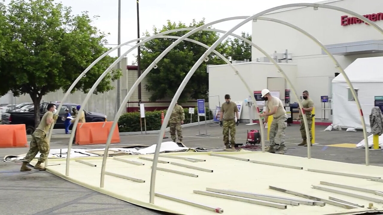 Airmen build tents, increase COVID patient care during surge