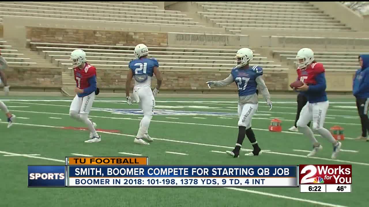 TU Football Scrimmages as QB Battle Heats Up