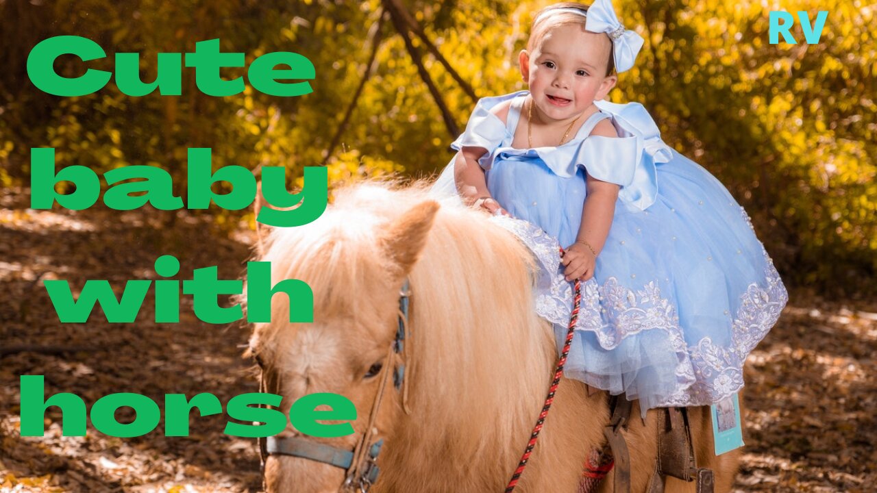 Cute baby with horse. enjoy and fun