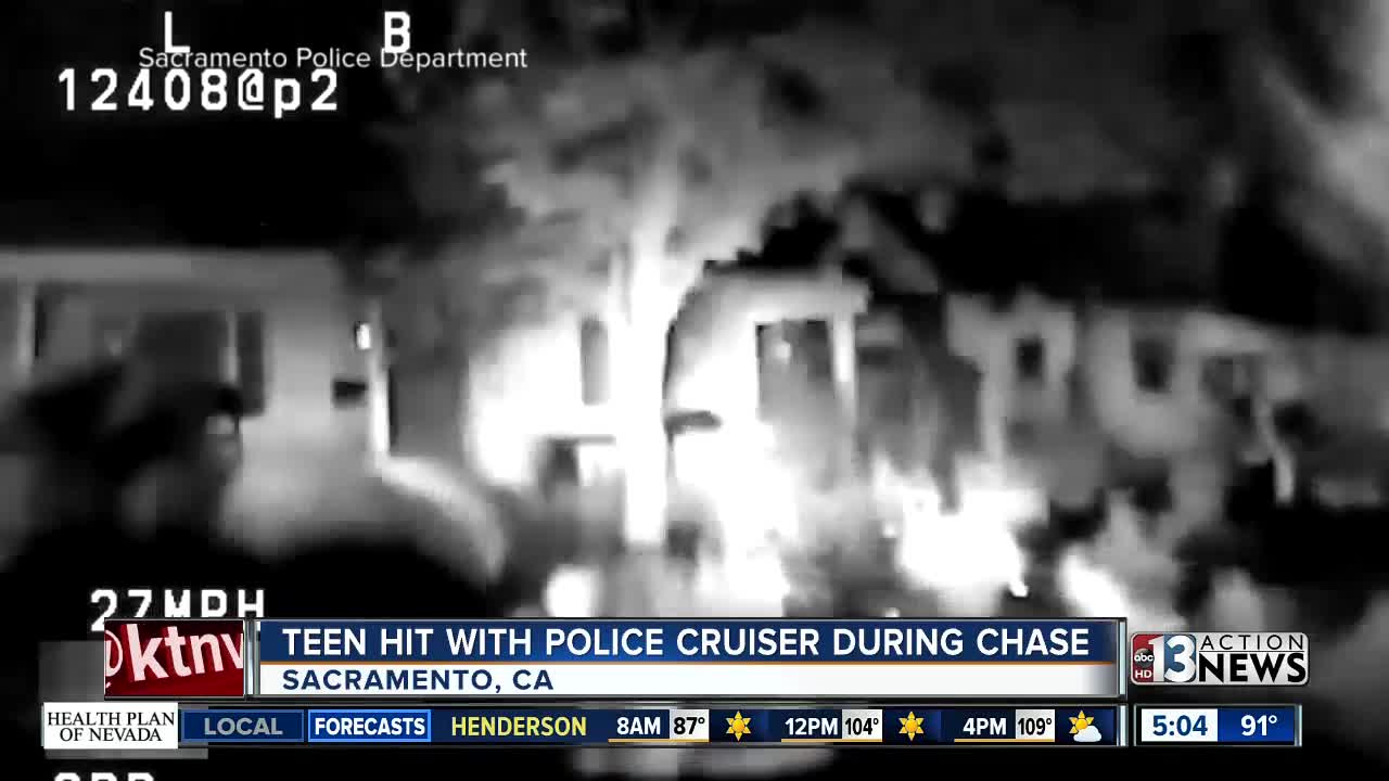 Teen hit by police car during chase in California