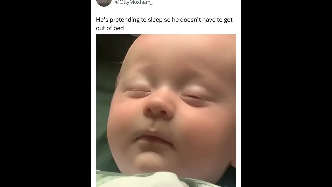 Baby pretends to sleep to stay in bed