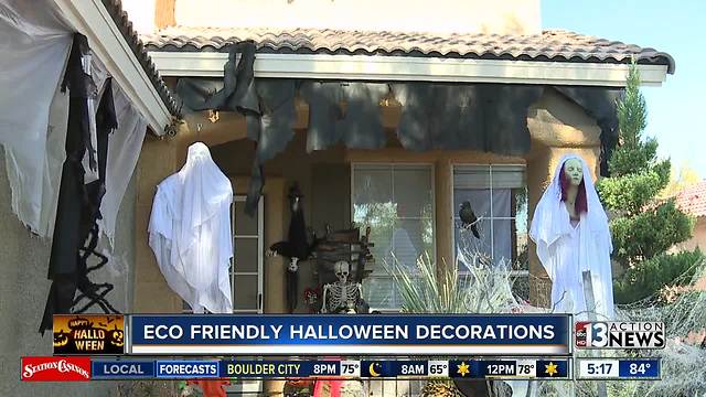 Halloween display in Summerlin features recycled materia