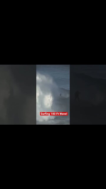 Surfing the biggest wave in the world, 100 feet tall! #shorts #surf #surfing #waves ￼