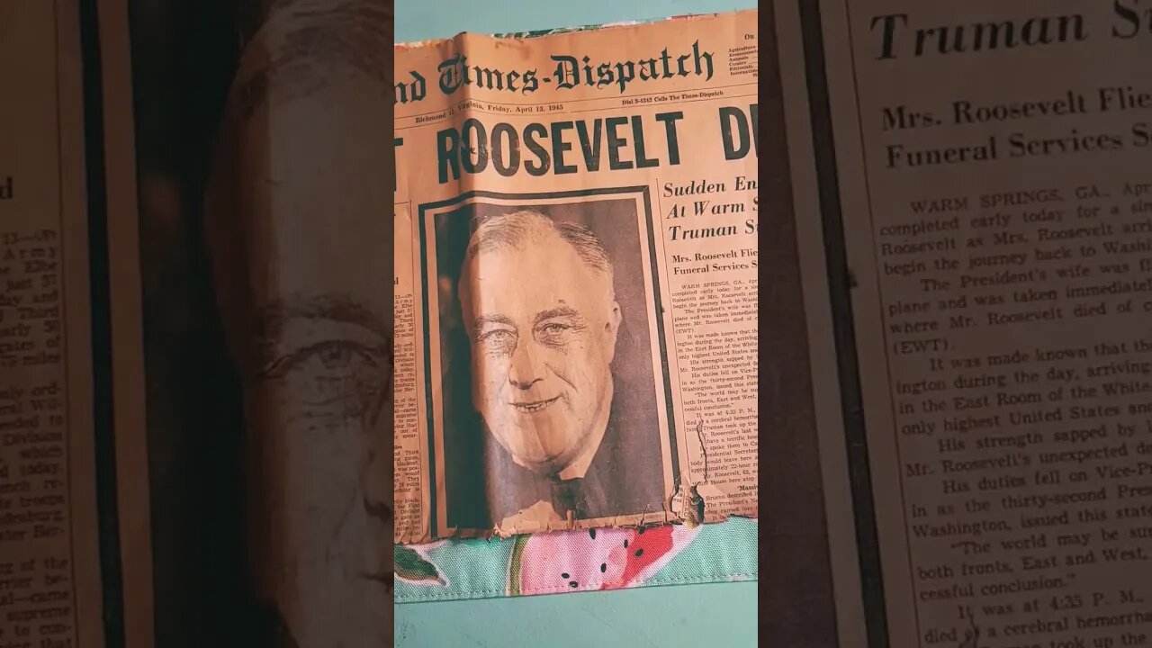 FDR Dies 1945 Newspaper Head Richmond Times Dispatch