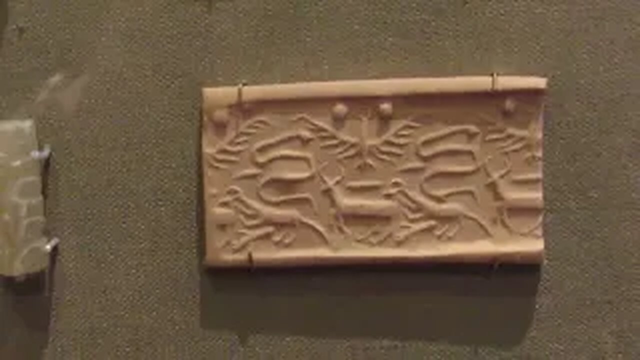 Mesopotamian Cylinder Seal with Gods/Men in Boats