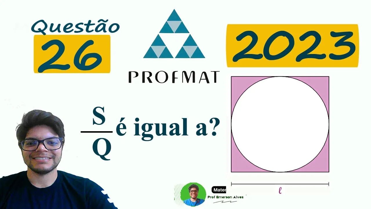 Na figura abaixo temos um círculo inscrito em um quadrado... Profmat 2023 Questão 26