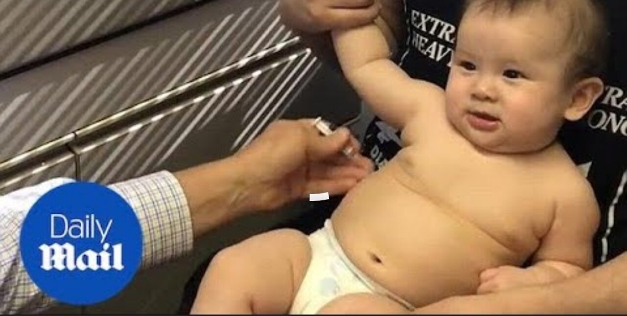 Doctor distracts baby from her shots with goofy tune