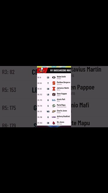 Tampa Bay Buccaneers 2023 NFL Mock Draft