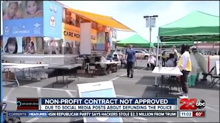 Non-profit contract not approved by Board of Supervisors for funding due to Facebook posts