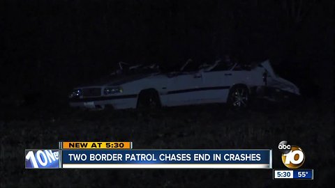 Two Border Patrol chases end in crashes