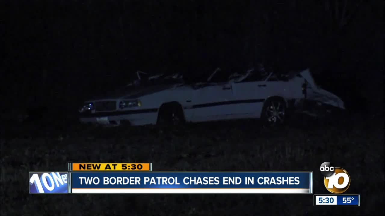 Two Border Patrol chases end in crashes